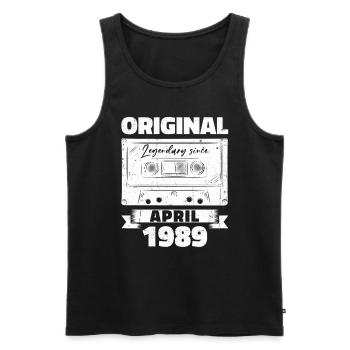 35e anniversaire mari avril Vintage 1989 Cassette - Débardeur bio Premium Homme - noir - Devant - Michal (187cm)