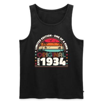 90e anniversaire hommes Original avril Vintage 1934 - Débardeur bio Premium Homme - noir - Devant - Michal (187cm)