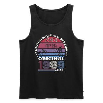 35th Birthday Gift Husband Vintage 1989 - Men's Premium Organic Tank Top - black - Front - AI Model Male 178 light (178cm)