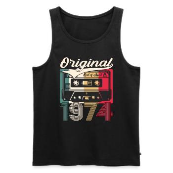 50th Birthday Husband Cassette April Vintage 1974 - Men's Premium Organic Tank Top - black - Front - AI Model Male 178 light (178cm)
