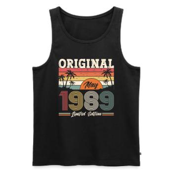 35th Birthday Husband Original May Vintage 1989 - Men's Premium Organic Tank Top - black - Front - AI Model Male 178 light (178cm)