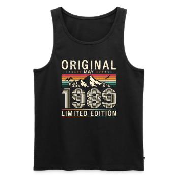 35th Birthday Husband Original May Vintage 1989 - Men's Premium Organic Tank Top - black - Front - AI Model Male 178 light (178cm)