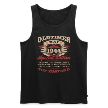 80e anniversaire homme Vintage Mai Vintage 1944 - Débardeur bio Premium Homme - noir - Devant - AI Model Male 178 light (178cm)