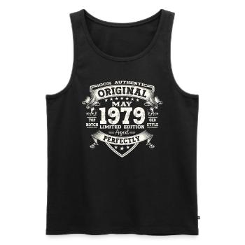 Geburtstag 1979 Mai 1979 Jahrgang 1979 Legende 79 - Männer Premium Bio Tank Top - Schwarz - Vorne - Michal (187cm)