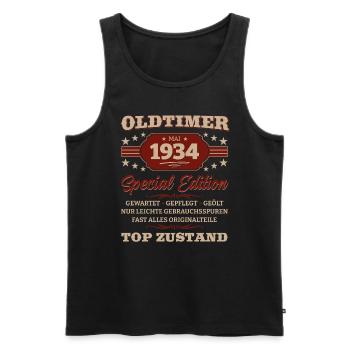 Oldtimer Mai 1934 Jahrgang 1934 Geburtstag 1934 - Männer Premium Bio Tank Top - Schwarz - Vorne - AI Model Male 178 light (178cm)