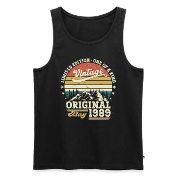 Birthday 1989 May 1989 Vintage 1989 Legend 89 - Men's Premium Organic Tank Top - black - Front - AI Model Male 178 light (178cm)