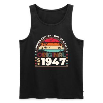Mai 1947 Jahrgang 1947 Geburtstag 1947 Legende 77 - Männer Premium Bio Tank Top - Schwarz - Vorne - Michal (187cm)