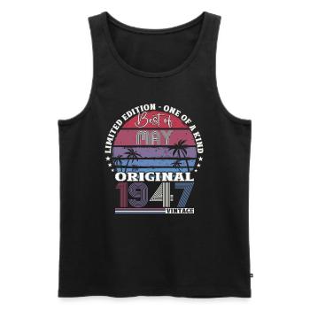 Original Mai 1947 Jahrgang 1947 Geburtstag 1947 - Männer Premium Bio Tank Top - Schwarz - Vorne - Michal (187cm)