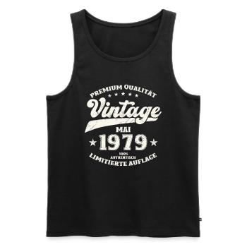 Vintage Mai 1979 Jahrgang 1979 Geburtstag 1979 - Männer Premium Bio Tank Top - Schwarz - Vorne - Michal (187cm)