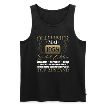 Oldtimer Mai 1958 Jahrgang 1958 Geburtstag 1958 - Männer Premium Bio Tank Top - Schwarz - Vorne - AI Model Male 178 light (178cm)
