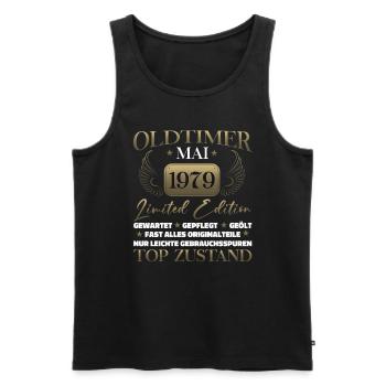 Oldtimer Mai 1979 Jahrgang 1979 Geburtstag 1979 - Männer Premium Bio Tank Top - Schwarz - Vorne - Michal (187cm)