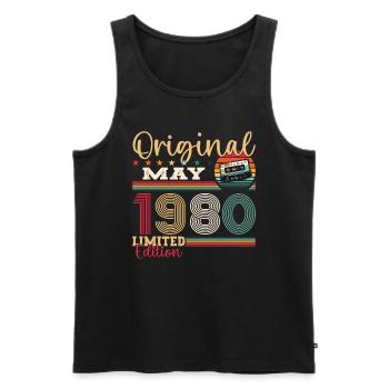 Original mai 1980 ' s Vintage 1980's Anniversaire des années 1980 - Débardeur bio Premium Homme - noir - Devant - Michal (187cm)