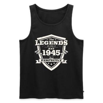 Vintage May 1945 Vintage 1945 Birthday 1945 - Men's Premium Organic Tank Top - black - Front - AI Model Male 178 light (178cm)