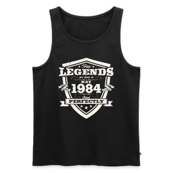 Légende Mai 1984 Millésime 1984 Anniversaire 1984 - Débardeur bio Premium Homme - noir - Devant - AI Model Male 178 light (178cm)
