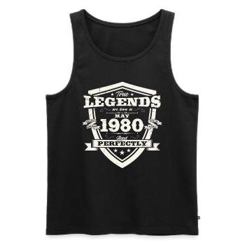 Original mai 1980 ' s Vintage 1980's Anniversaire des années 1980 - Débardeur bio Premium Homme - noir - Devant - Michal (187cm)