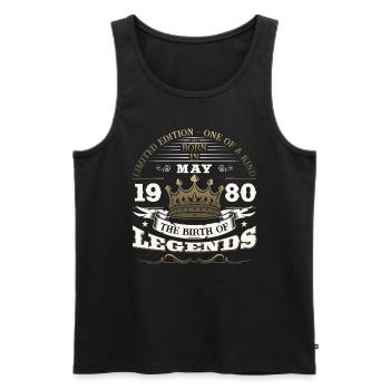 Original mai 1980 ' s Vintage 1980's Anniversaire des années 1980 - Débardeur bio Premium Homme - noir - Devant - Michal (187cm)