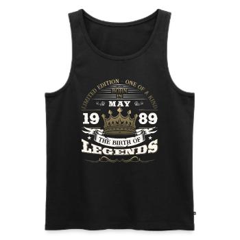 Legend May 1989 Vintage 1989 Birthday 1989 - Men's Premium Organic Tank Top - black - Front - AI Model Male 178 light (178cm)