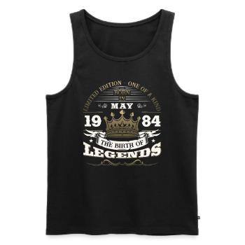 Légende Mai 1984 Millésime 1984 Anniversaire 1984 - Débardeur bio Premium Homme - noir - Devant - AI Model Male 178 light (178cm)