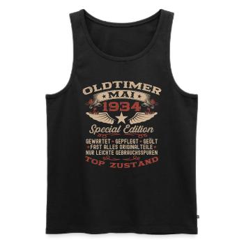 Oldtimer Mai 1934 Jahrgang 1934 Geburtstag 1934 - Männer Premium Bio Tank Top - Schwarz - Vorne - Michal (187cm)