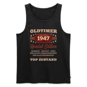 Oldtimer 1947 Jahrgang 1947 Geburtstag 1947 - Männer Premium Bio Tank Top - Schwarz - Vorne - AI Model Male 178 light (178cm)