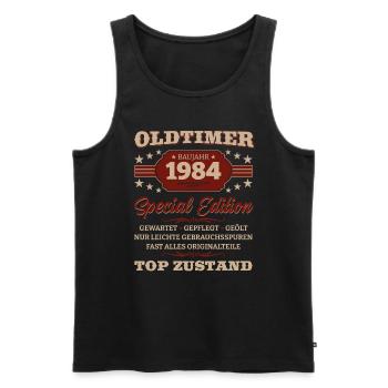 Oldtimer 1984 Jahrgang 1984 Geburtstag 1984 - Männer Premium Bio Tank Top - Schwarz - Vorne - Michal (187cm)