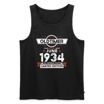 Vintage June 1934 Vintage 1934 Birthday 1934 - Men's Premium Organic Tank Top - black - Front - AI Model Male 178 light (178cm)