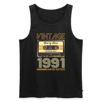 Best of Juin 1991 Millésime 1991 50ème Anniversaire 74 - Débardeur bio Premium Homme - noir - Devant - Michal (187cm)