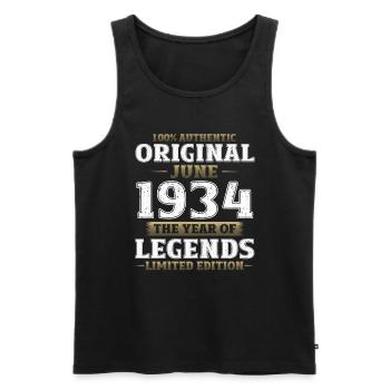 Original June 1934 Vintage 1934 Birthday 1934 - Men's Premium Organic Tank Top - black - Front - AI Model Male 178 light (178cm)