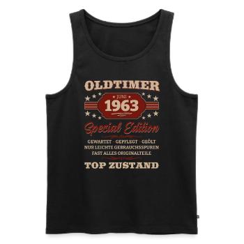 Oldtimer Juni 1963 Jahrgang 1963 61. Geburtstag 63 - Männer Premium Bio Tank Top - Schwarz - Vorne - AI Model Male 178 light (178cm)