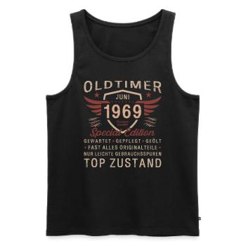 Oldtimer Juni 1969 Jahrgang 1969 55. Geburtstag 69 - Männer Premium Bio Tank Top - Schwarz - Vorne - Michal (187cm)