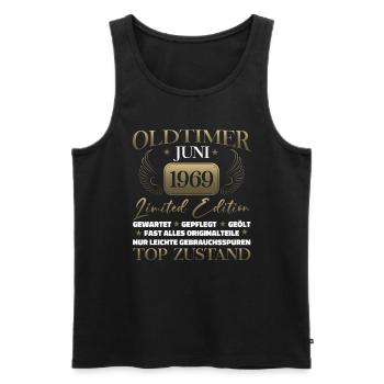 Oldtimer Juni 1969 Jahrgang 1969 55. Geburtstag 69 - Männer Premium Bio Tank Top - Schwarz - Vorne - Michal (187cm)