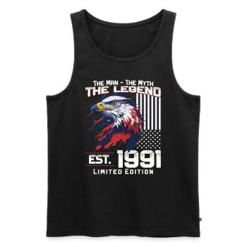 33. Geburtstag Baujahr 1991 Jahrgang 1991 Legende - Männer Premium Bio Tank Top - Schwarz - Vorne - AI Model Male 178 light (178cm)