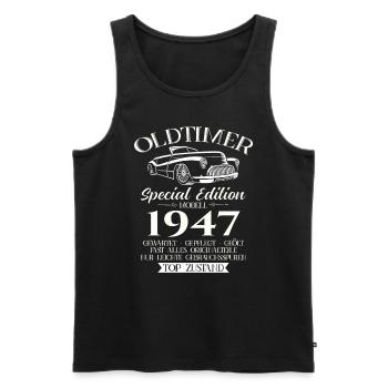 Oldtimer 1947 Jahrgang 1947 77. Geburtstag 1947 - Männer Premium Bio Tank Top - Schwarz - Vorne - AI Model Male 178 light (178cm)