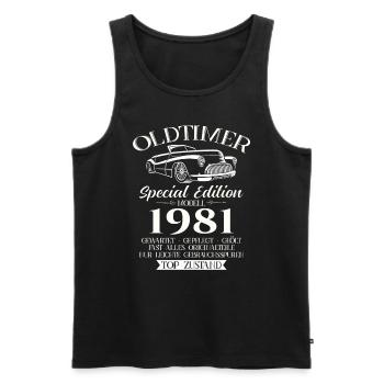 Oldtimer 1981 Jahrgang 1981 43. Geburtstag 1981 - Männer Premium Bio Tank Top - Schwarz - Vorne - AI Model Male 178 light (178cm)