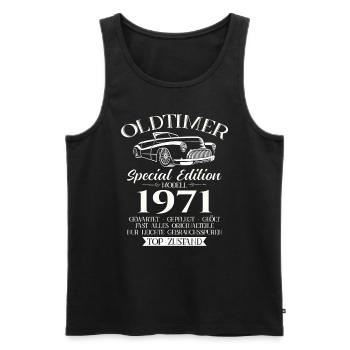 Oldtimer 1971 Jahrgang 1971 53. Geburtstag 1971 - Männer Premium Bio Tank Top - Schwarz - Vorne - Michal (187cm)