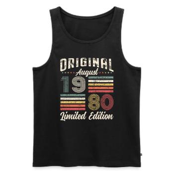 44. Geburtstag Original August 1980 Jahrgang 1980 - Männer Premium Bio Tank Top - Schwarz - Vorne - Michal (187cm)