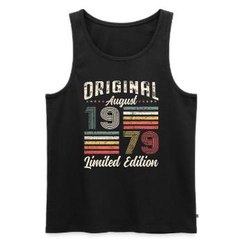 45e anniversaire Original août 1979 Né en 1979 - Débardeur bio Premium Homme - noir - Devant - Michal (187cm)