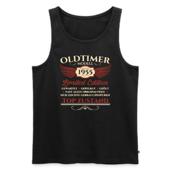 70. Geburtstag Oldtimer August 1955 Jahrgang 1955 - Männer Premium Bio Tank Top - Schwarz - Vorne - AI Model Male 178 light (178cm)