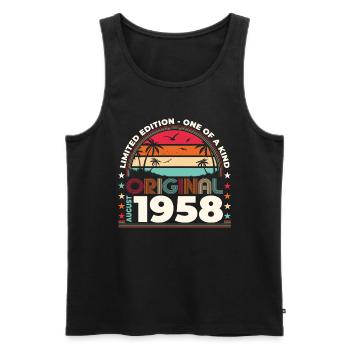66th birthday Original August 1958 Year 1958 - Men's Premium Organic Tank Top - black - Front - AI Model Male 178 light (178cm)