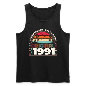 33rd birthday Original August 1991 Year 1991 - Men's Premium Organic Tank Top - black - Front - AI Model Male 178 light (178cm)