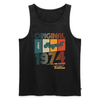 50e anniversaire Original août 1974 Né en 1974 - Débardeur bio Premium Homme - noir - Devant - Michal (187cm)