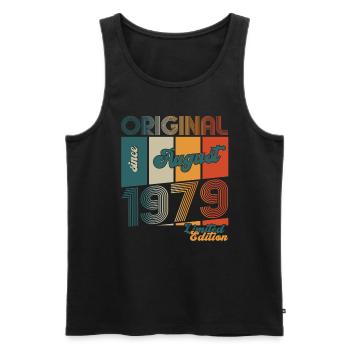 45e anniversaire Original août 1979 Né en 1979 - Débardeur bio Premium Homme - noir - Devant - Michal (187cm)
