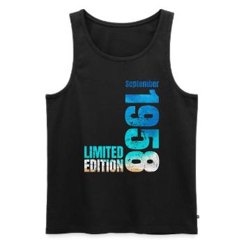 66th birthday September 1958 Born 1958 - Men's Premium Organic Tank Top - black - Front - AI Model Male 178 light (178cm)