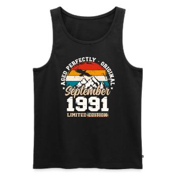 33rd Birthday Original September 1991 Volume 91 - Men's Premium Organic Tank Top - black - Front - Michal (187cm)