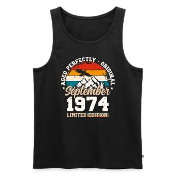 50th Birthday Original September 1974 Volume 74 - Men's Premium Organic Tank Top - black - Front - Michal (187cm)