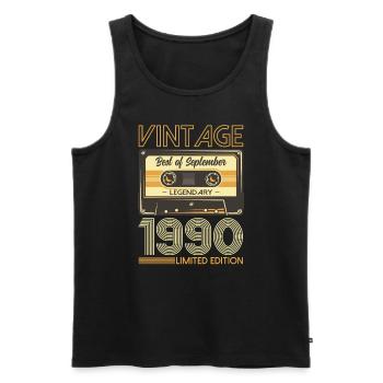 34ème Anniversaire Original Septembre 1990 Millésime 90's - Débardeur bio Premium Homme - noir - Devant - Michal (187cm)