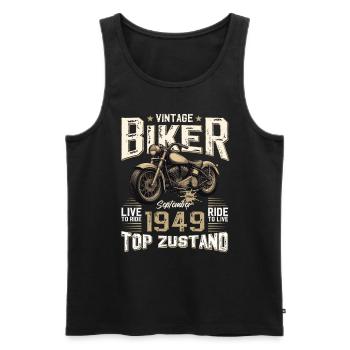 Moto 75ème Anniversaire Septembre 1949 - Débardeur bio Premium Homme - noir - Devant - Michal (187cm)