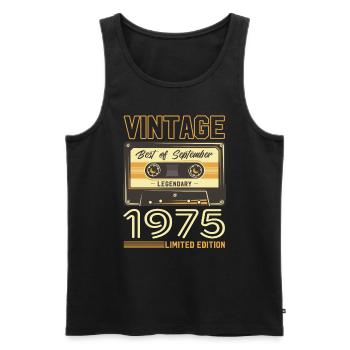 Septembre 1975, cassette du 50e anniversaire 1975 - Débardeur bio Premium Homme - noir - Devant - Michal (187cm)