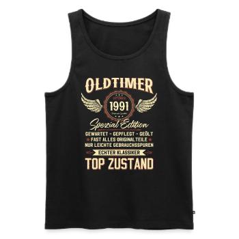 33. Geburtstag Oldtimer September 1991 Jahrgang 91 - Männer Premium Bio Tank Top - Schwarz - Vorne - AI Model Male 178 light (178cm)