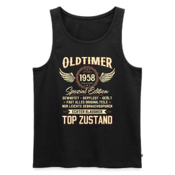 66. Geburtstag Oldtimer September 1958 Jahrgang 58 - Männer Premium Bio Tank Top - Schwarz - Vorne - AI Model Male 178 light (178cm)